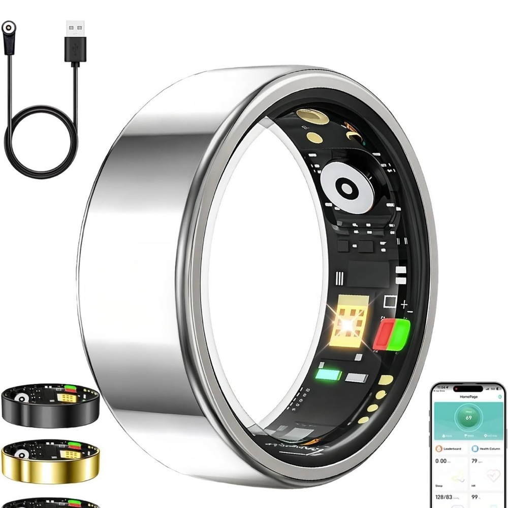 Smart Fitness Ring for Women and Men Silver NWT